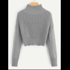 Drop Shoulder Crop Sweater